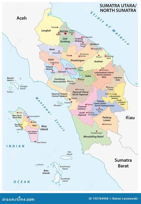 Administrative Vector Map of the Indonesian Province of North Sumatra, Sumatra, Indonesia Stock ...