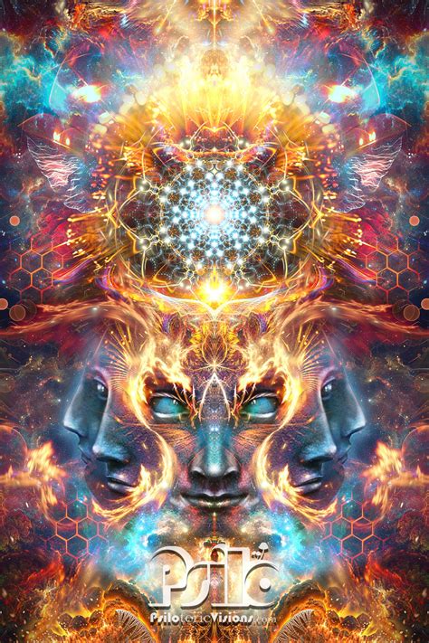 Psychedelic DMT TAPESTRY, Visionary Art, Many Faced God, Fractal ...