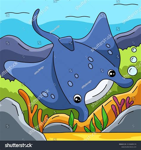 Manta Ray Cartoon Colored Illustration Stock Vector (Royalty Free) 2130689174 | Shutterstock