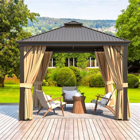 EROMMY 10' X 10' Hardtop Gazebo, Outdoor Gazebo with Aluminum Frame, G – Erommy