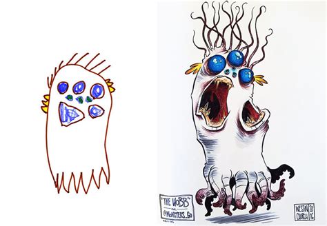 I Invited Artists From All Around The World To Draw Monsters Based on My Kids’ Drawings (30 Pics ...