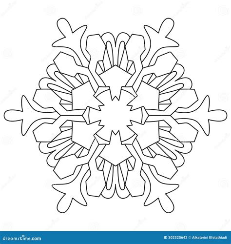 Abstract Mandala Snowflake Line Art Design for Coloring Page Stock Vector - Illustration of ...