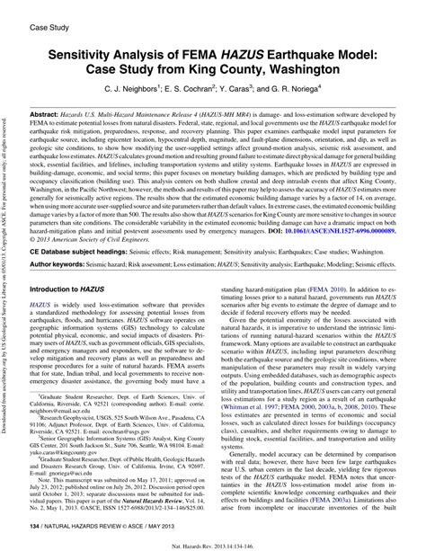 (PDF) Sensitivity analysis of the FEMA HAZUS-MH MR4 Earthquake Model using seismic events ...