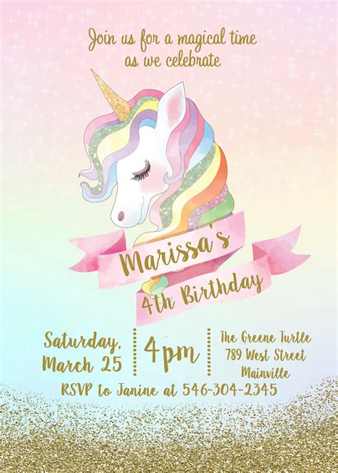 Printable Unicorn Invitations