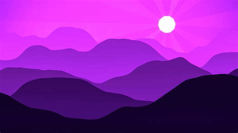 Purple and Pink Minimalist Mountain Range at Sunset Digital Art by Matthias Hauser | Pixels