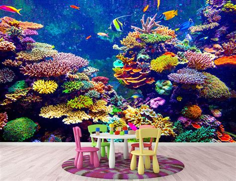 Coral Reef and Tropical Fish Wall Mural Wallpaper | Canvas Art Rocks