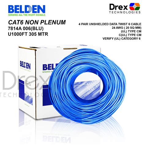 305M BELDEN Cat6 UTP Cable 305M/ 1000FT - Blue (7814A 006 BLU) | Lazada PH