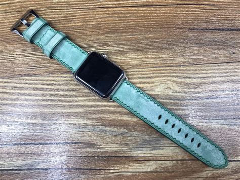 Apple Watch 44mm Apple Watch Band Green Watch Band Leather | Etsy