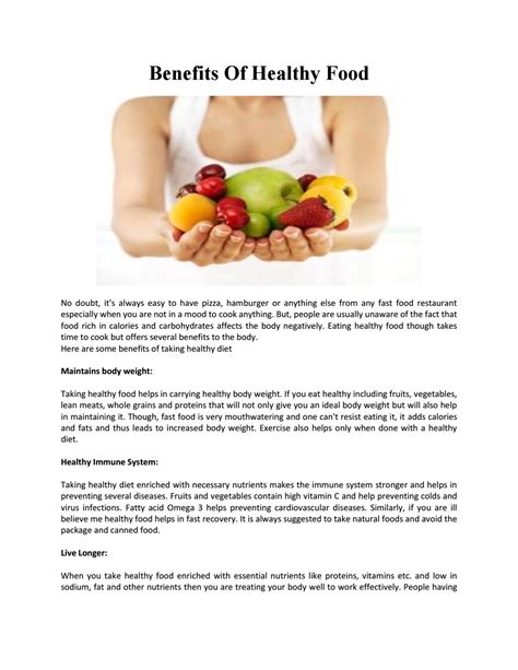 Benefits Of Healthy Food by livebeingfit - Issuu