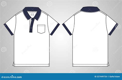 Polo Shirt with Pocket Technical Sketch Vector Illustration Template. Stock Vector ...