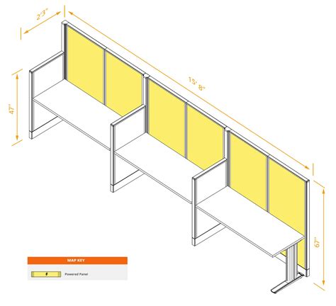 Office Cubicles Powered - Cubicle Desk Straight 3pack Powered