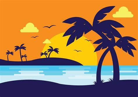 Beach Sunset Vector at GetDrawings | Free download