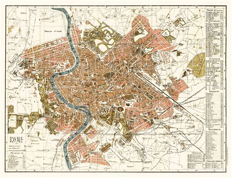 Old map of Rome in 1904. Buy vintage map replica poster print or download picture