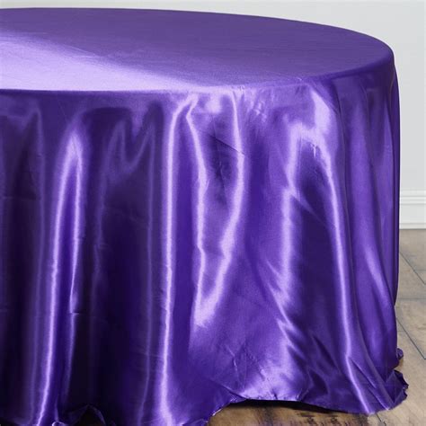 108" Purple Satin Round Tablecloth | TableclothsFactory