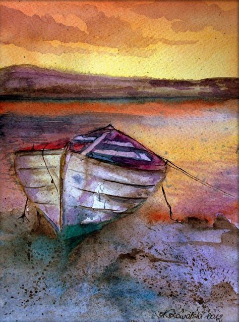 Lonely boat | Malerei, Aquarell kunst, Malerei inspiration