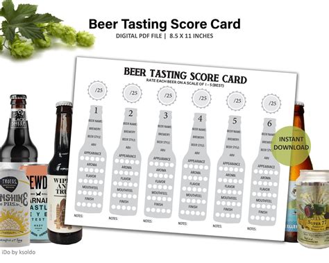 Printable Beer Tasting Score Sheet - Printable Word Searches