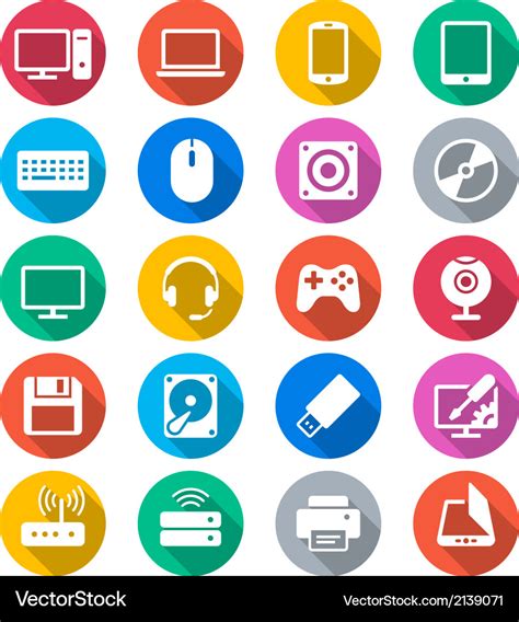 Computer flat color icons Royalty Free Vector Image