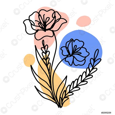 Flower line drawing Abstract minimal modern art vector - stock vector ...