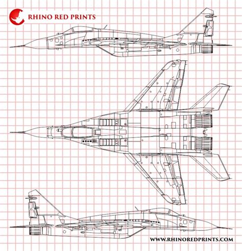 Mikoyan-Gurevich MiG-29S 9-13 Fulcrum-C - Rhino Red Prints Vectors