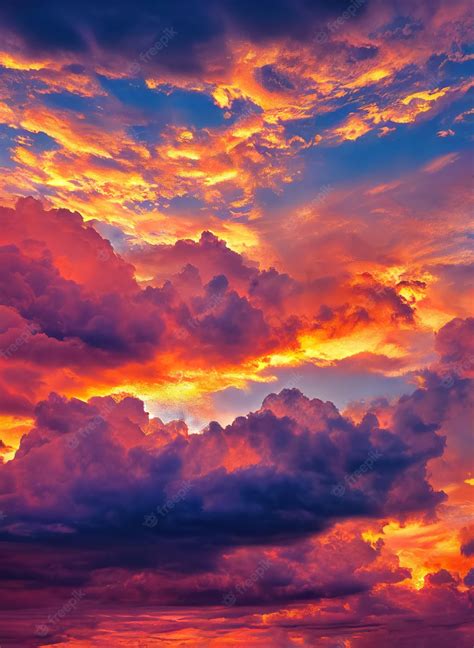 Premium Photo | Beautiful orange sky and clouds at sunset