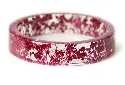 Cranberry Colored Flower Resin Bracelet