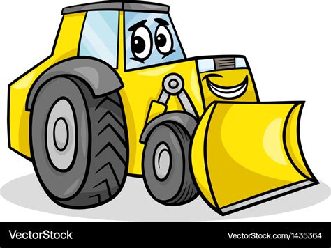 Bulldozer character cartoon Royalty Free Vector Image