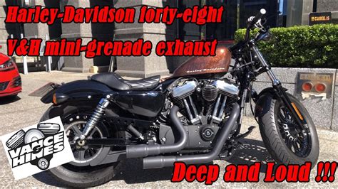 Harley-Davidson Forty-Eight 48 V&H mini-grenade exhaust - YouTube