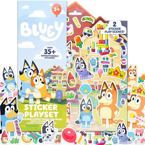 Buy Horizon Group USA Bluey Sticker Playset, 35+ Reusable Stickers, 2 Sticker Play Scenes, Puffy ...