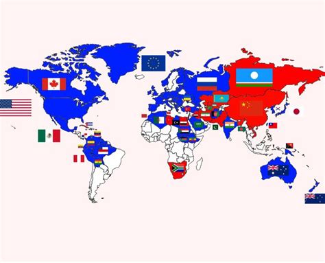 a world map with flags all over it