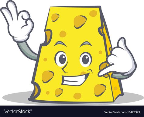 Cheese character cartoon style with call me Vector Image