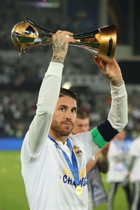 Sergio Ramos of Real Madrid celebrates with the FIFA Club World Cup... | Real madrid, Sergio ...