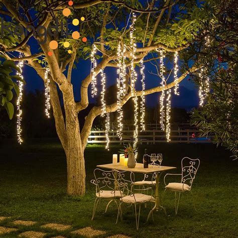 2.4m led icicle string lights christmas garden tree decoration ...