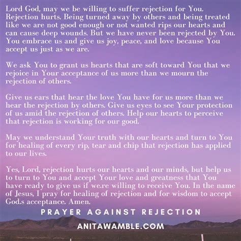 Prayer Against Rejection – Anita Wamble Ministries