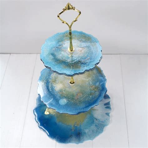 Resin Faux Agate Tiered Serving Tray with Glitter - Resin Crafts Blog by ETI