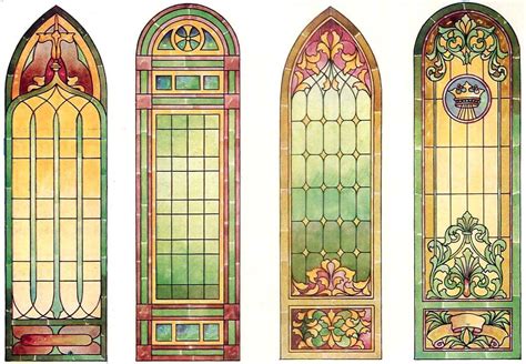 See the light! Antique stained glass church window designs (1924) - Click Americana