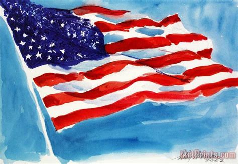 Leroy Neiman American Flag painting - American Flag print for sale