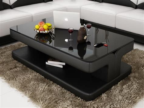 Modern Leather Coffee Table With Glass Table Top | Leather coffee table, Coffee table design ...