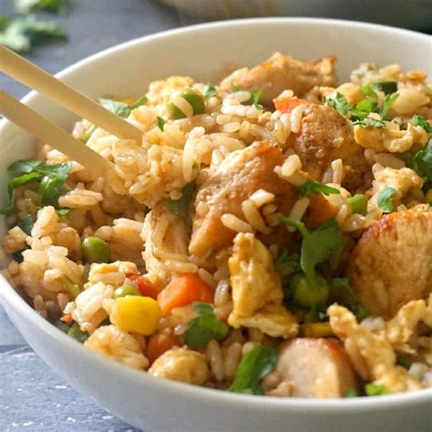 Healthy Chinese Chicken Egg Fried Rice Recipe - My Gorgeous Recipes