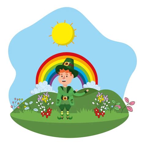 Premium Vector | Leprechaun with rainbow