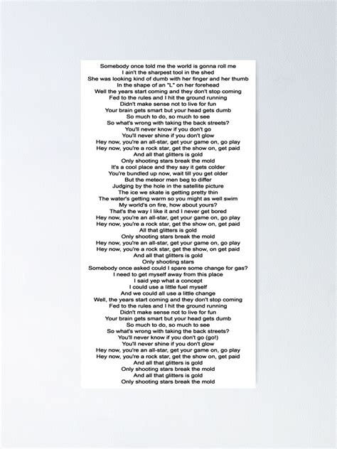 "All Star Lyrics" Poster for Sale by yamanos | Redbubble