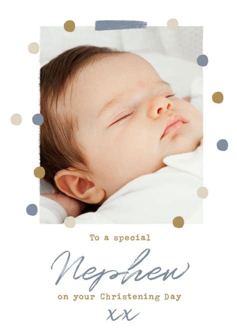 To A Special Nephew On Your Christening Day Photo Upload Card | Moonpig