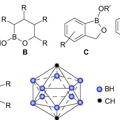 General structural formulae of boron compounds: A are boronic acids and... | Download Scientific ...