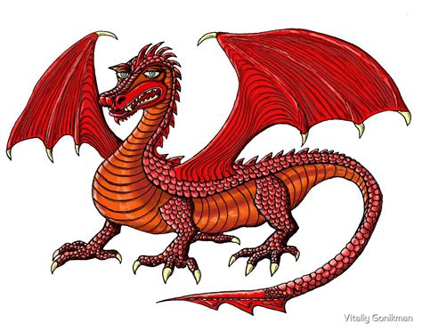 "Red Dragon cartoon drawing art" by Vitaliy Gonikman | Redbubble