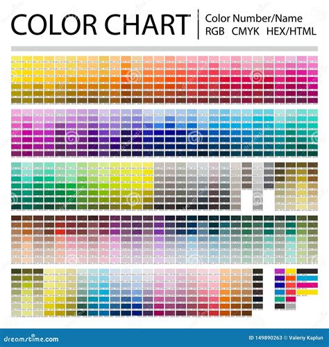 Color Chart. Print Test Page. Color Numbers or Names. RGB, CMYK, Pantone, HEX HTML Codes. Vector ...