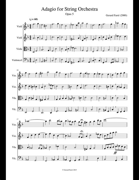 "Adagio for String Orchestra" sheet music for Strings download free in PDF or MIDI