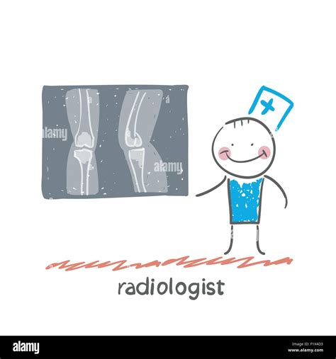 Radiologist with X-ray images. Fun cartoon style illustration. The ...