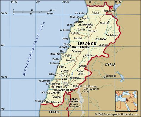 Map of Lebanon and geographical facts, Where Lebanon is on the world map - World atlas