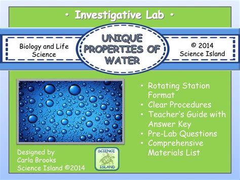 Lab: Unique Properties of Water - Cohesion, Adhesion & More! | Biology resources, High school ...