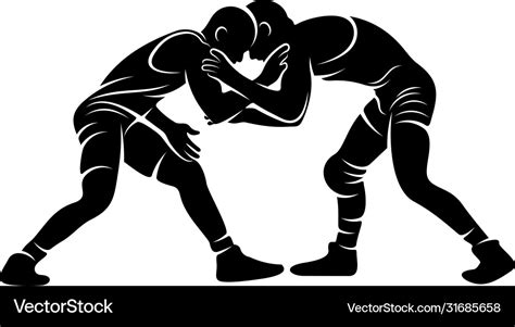 Wrestling logo template symbol silhouette design Vector Image