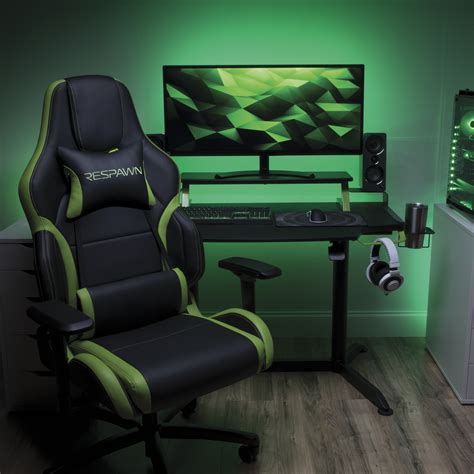 RESPAWN 3000 Gaming Computer Desk - Ergonomic Height Adjustable Gaming Desk, in Green (RSP-3000 ...